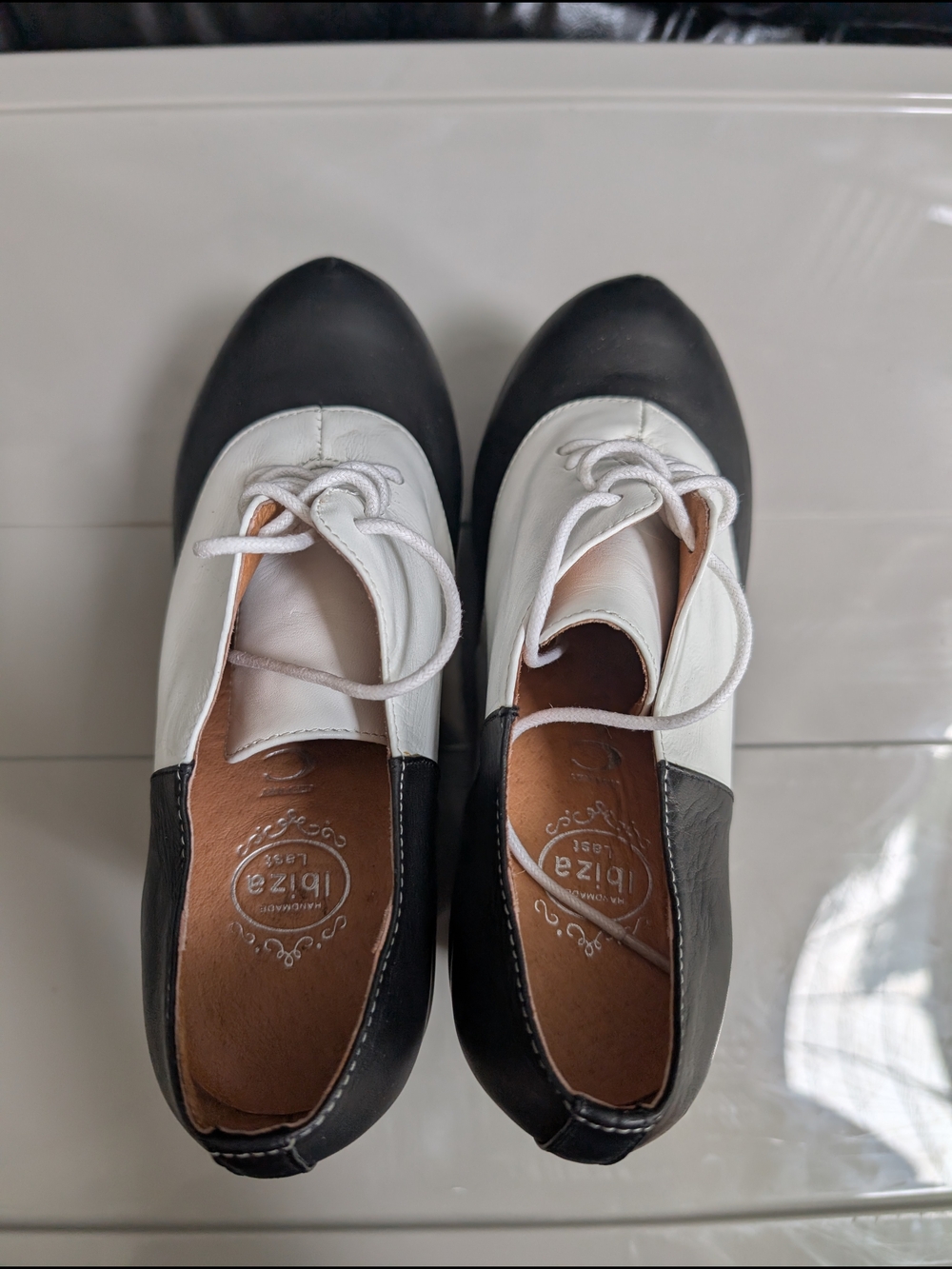 Jeffrey Campbell Handmade Ibiza Last Black & White Leather Platform Oxfords Sz 8 - Picture 12 of 12